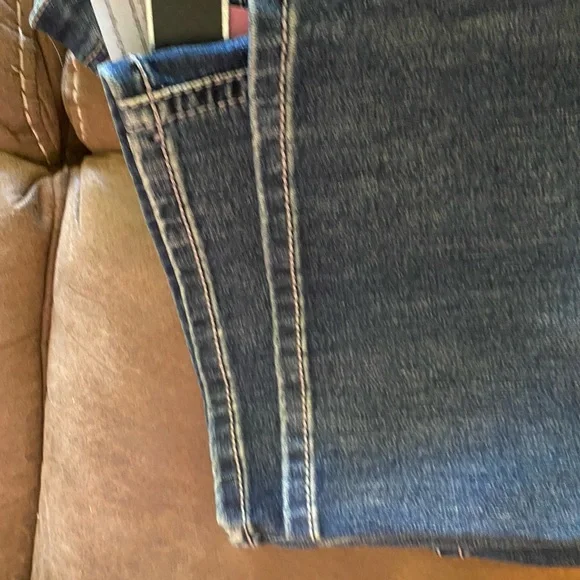 Grace in LA Dark Blue Boot Cut Jeans with Faded Wash - Picture 9 of 9